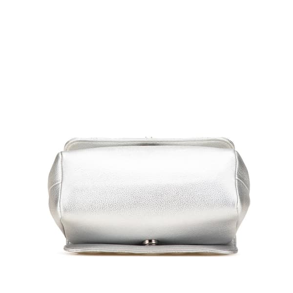 Pre-owned Chanel Quilted Metallic Calfskin Pilot Essentials Double Sided Flap Silver