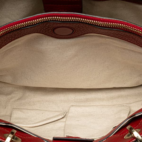 Pre-owned Gucci Medium Calfskin Bamboo Shopper Satchel Red