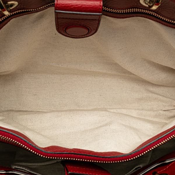 Pre-owned Gucci Medium Calfskin Bamboo Shopper Satchel Red