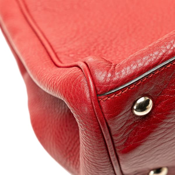 Pre-owned Gucci Medium Calfskin Bamboo Shopper Satchel Red