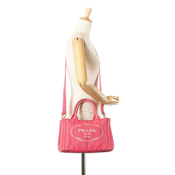 Pre-owned Prada Small Canvas Canapa Logo Satchel Pink