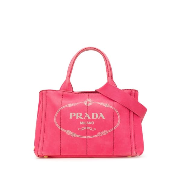 Pre-owned Prada Small Canvas Canapa Logo Satchel Pink