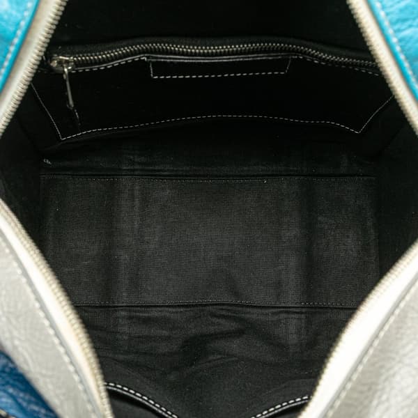 Pre-owned Balenciaga S Lambskin Bazar Shopper Satchel Blue