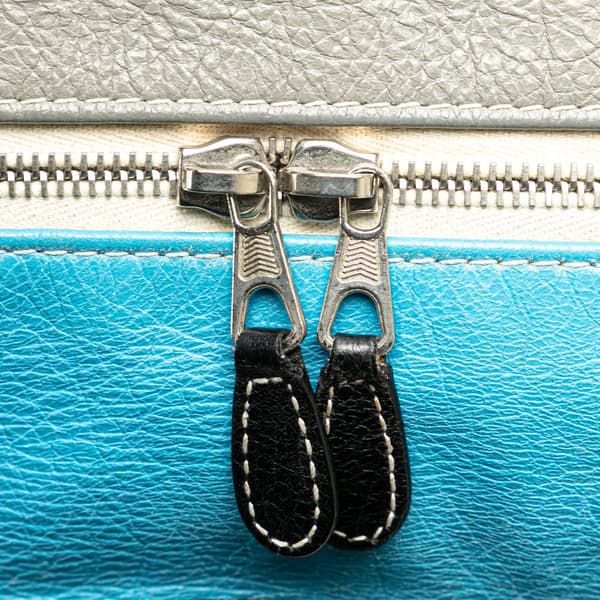 Pre-owned Balenciaga S Lambskin Bazar Shopper Satchel Blue
