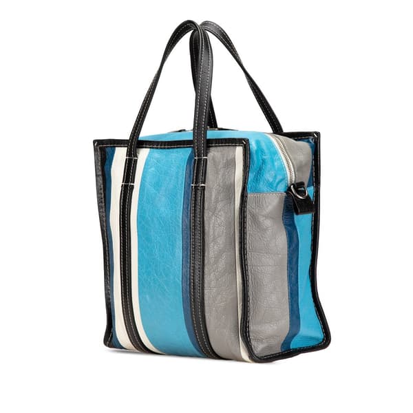 Pre-owned Balenciaga S Lambskin Bazar Shopper Satchel Blue