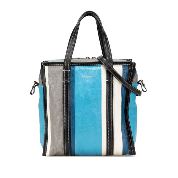 Pre-owned Balenciaga S Lambskin Bazar Shopper Satchel Blue