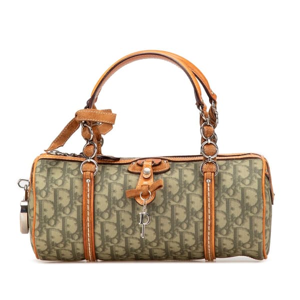 Pre-owned Dior Diorissimo Trotter Coated Canvas Romantique Handbag Green