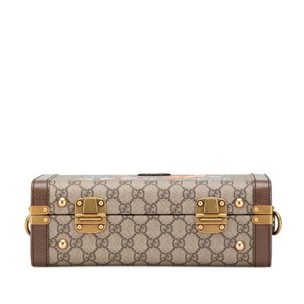 Pre-owned Gucci Disney GG Supreme Donald Duck Savoy Vanity Case Brown