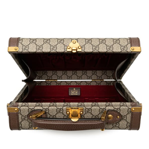 Pre-owned Gucci Disney GG Supreme Donald Duck Savoy Vanity Case Brown