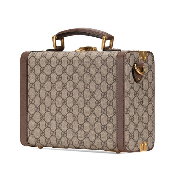 Pre-owned Gucci Disney GG Supreme Donald Duck Savoy Vanity Case Brown