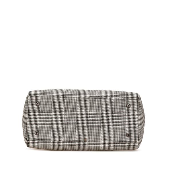 Pre-owned Dior Medium Canvas Houndstooth Lady Dior Gray