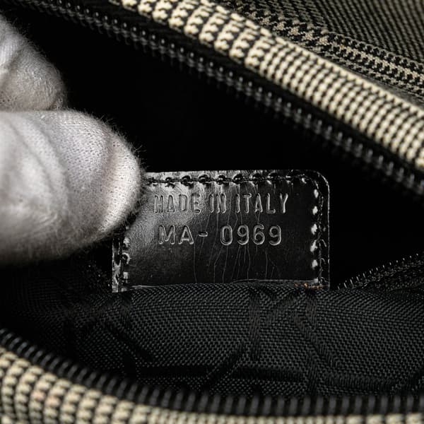 Pre-owned Dior Medium Canvas Houndstooth Lady Dior Gray