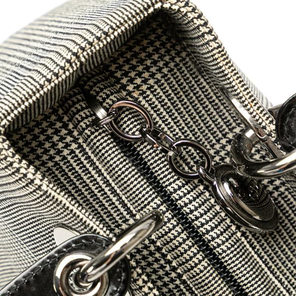 Pre-owned Dior Medium Canvas Houndstooth Lady Dior Gray