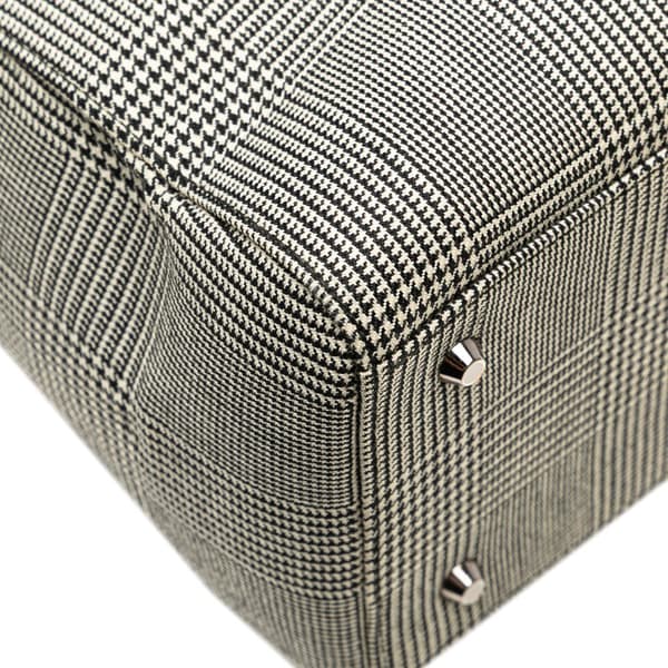 Pre-owned Dior Medium Canvas Houndstooth Lady Dior Gray