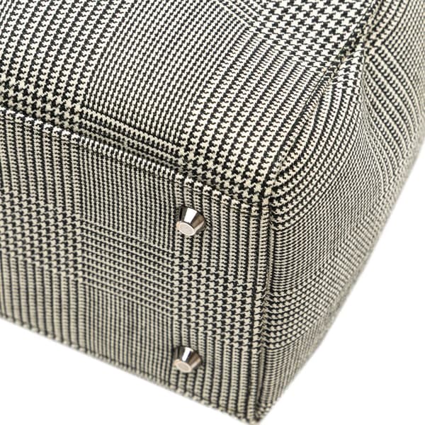 Pre-owned Dior Medium Canvas Houndstooth Lady Dior Gray