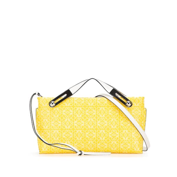 Pre-owned LOEWE Small Repeat Anagram Leather Missy Satchel Yellow
