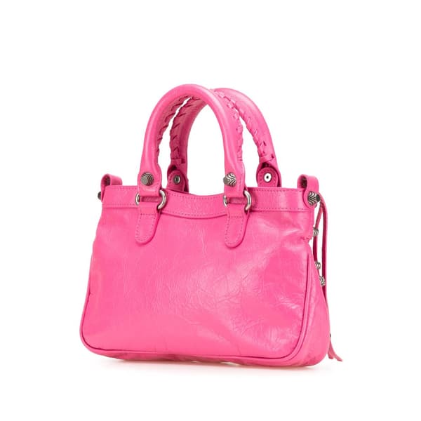 Pre-owned Balenciaga Small Lambskin Motocross Neo Cagole Satchel Pink