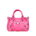 Miniatyrbillede 1 af 10: Pre-owned Balenciaga Small Lambskin Motocross Neo Cagole Satchel Pink