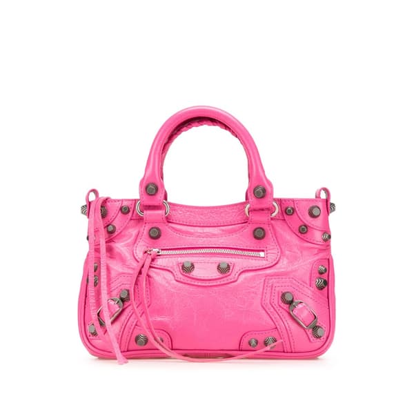 Pre-owned Balenciaga Small Lambskin Motocross Neo Cagole Satchel Pink
