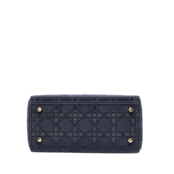 Pre-owned Dior Medium Velvet Cannage Lady D Lite Blue