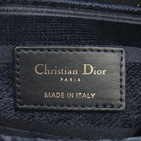 Pre-owned Dior Medium Velvet Cannage Lady D Lite Blue