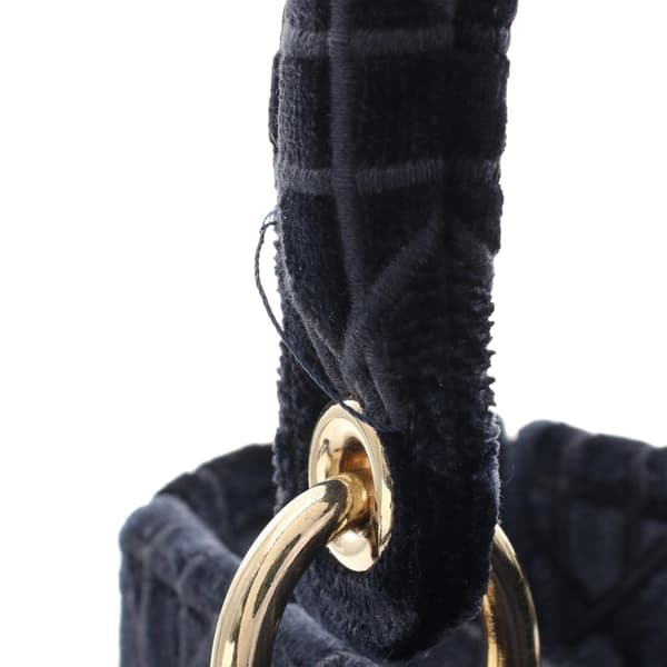 Pre-owned Dior Medium Velvet Cannage Lady D Lite Blue