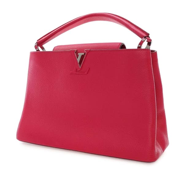 Pre-owned Louis Vuitton Taurillon Capucines MM Red