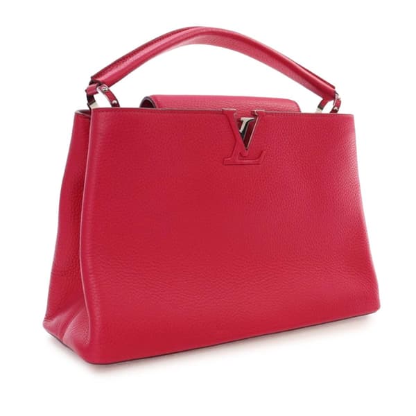 Pre-owned Louis Vuitton Taurillon Capucines MM Red