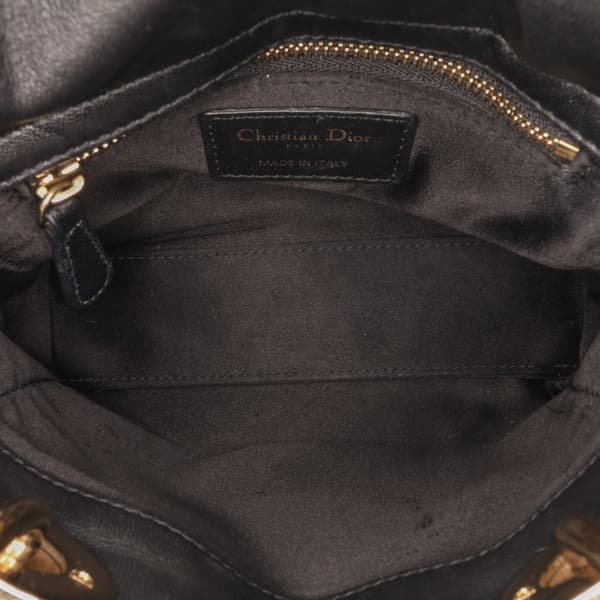 Pre-owned Dior Mini Satin Sequin Embroidered Lady Dior Black