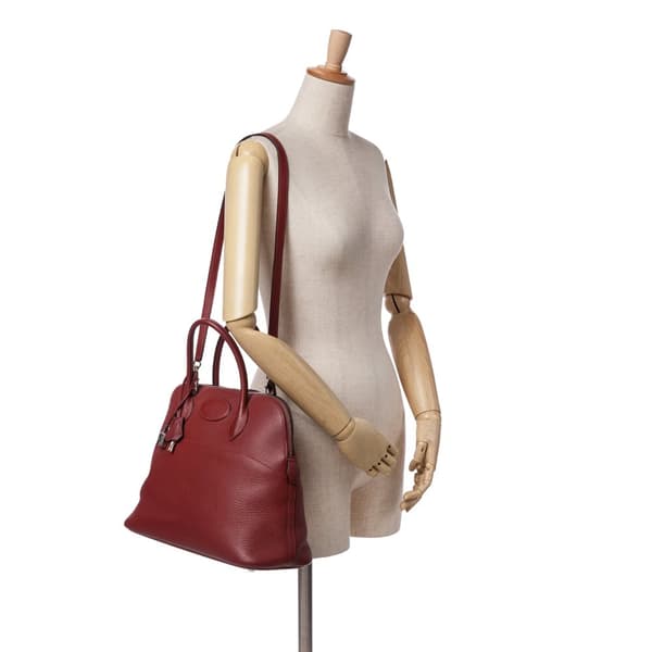 Pre-owned Hermès Togo Bolide 35 Red
