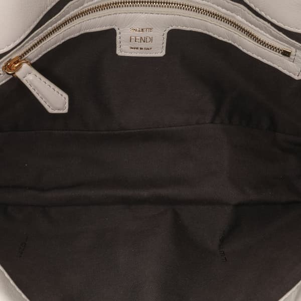 Pre-owned Fendi Zucca Embossed Leather Baguette Satchel White