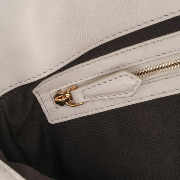 Pre-owned Fendi Zucca Embossed Leather Baguette Satchel White