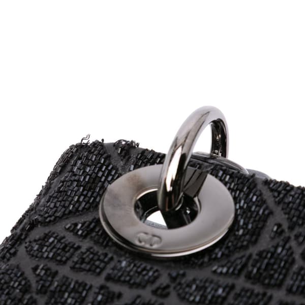 Pre-owned Dior Mini Beaded Lambskin Crystal Cannage Lady Dior Black