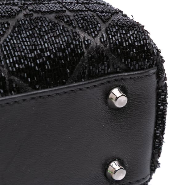 Pre-owned Dior Mini Beaded Lambskin Crystal Cannage Lady Dior Black