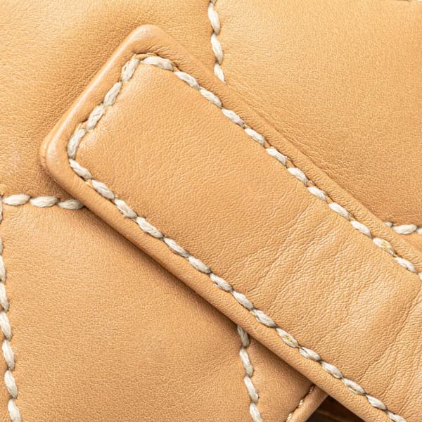 Pre-owned Chanel CC Lambskin Wild Stitch Handbag Brown
