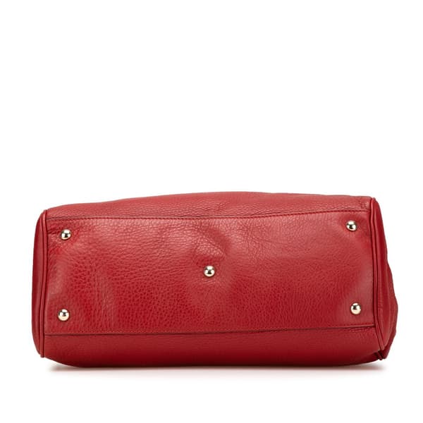 Pre-owned Gucci Medium Calfskin Bamboo Shopper Satchel Red