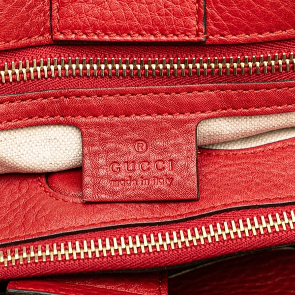 Pre-owned Gucci Medium Calfskin Bamboo Shopper Satchel Red
