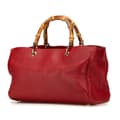 Miniatyrbilde 2 av 10: Pre-owned Gucci Medium Calfskin Bamboo Shopper Satchel Red
