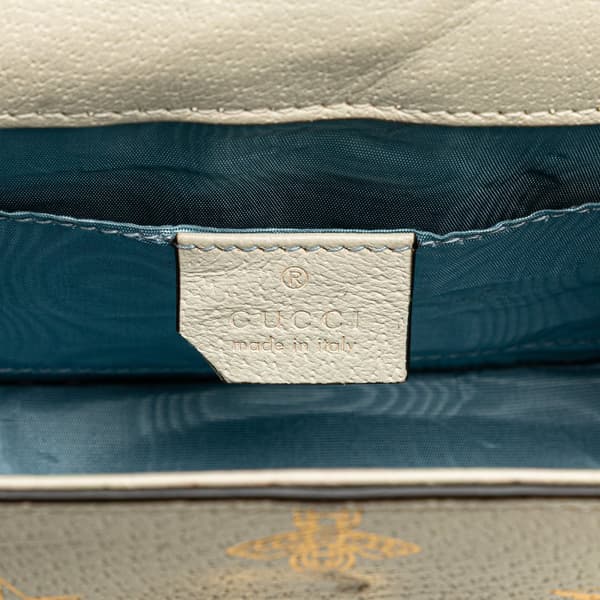 Pre-owned Gucci Mini Calfskin Bee Star Sylvie Satchel White