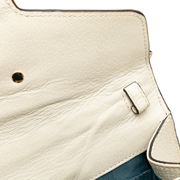 Pre-owned Gucci Mini Calfskin Bee Star Sylvie Satchel White