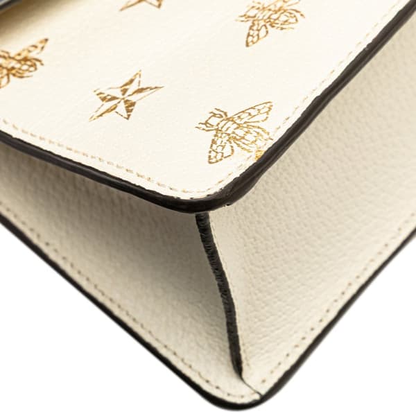 Pre-owned Gucci Mini Calfskin Bee Star Sylvie Satchel White