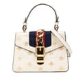 Miniatyrbillede 1 af 10: Pre-owned Gucci Mini Calfskin Bee Star Sylvie Satchel White