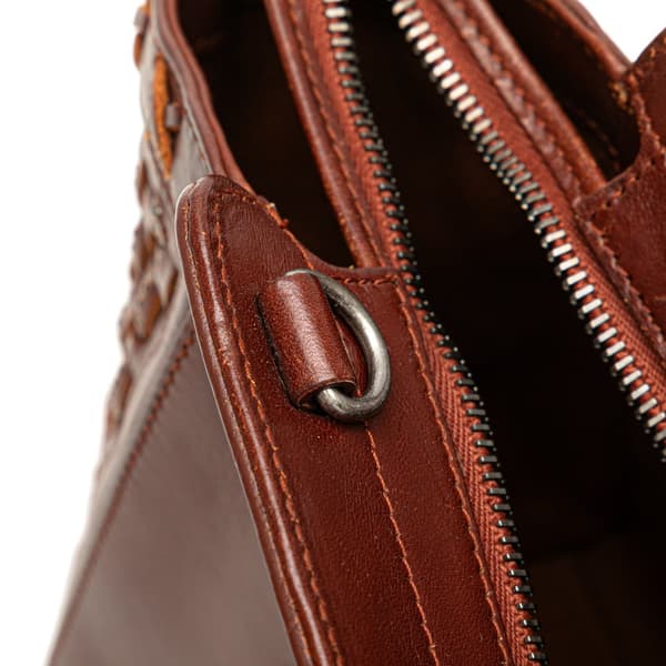 Pre-owned Saint Laurent Baby Braided Leather Downtown Cabas Satchel Brown