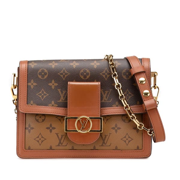 Pre-owned Louis Vuitton Monogram Reverse Dauphine MM Brown
