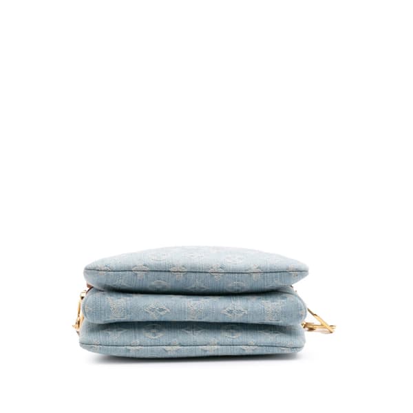 Pre-owned Louis Vuitton Monogram Denim Coussin BB Blue