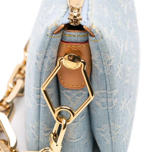 Pre-owned Louis Vuitton Monogram Denim Coussin BB Blue