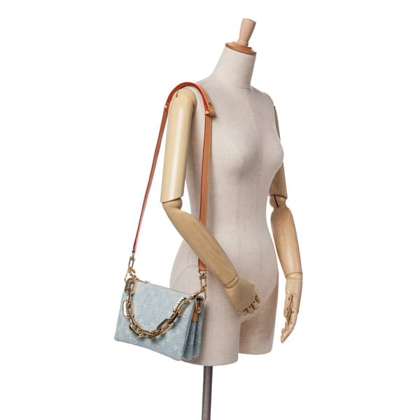 Pre-owned Louis Vuitton Monogram Denim Coussin BB Blue