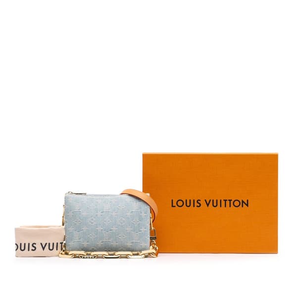 Pre-owned Louis Vuitton Monogram Denim Coussin BB Blue