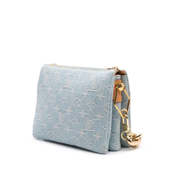 Pre-owned Louis Vuitton Monogram Denim Coussin BB Blue