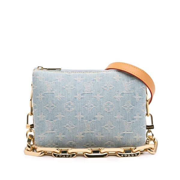 Pre-owned Louis Vuitton Monogram Denim Coussin BB Blue